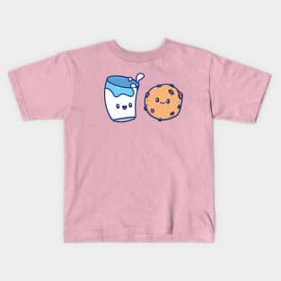 Cute Milk And Cute Cookies Cartoon Kids T-Shirt